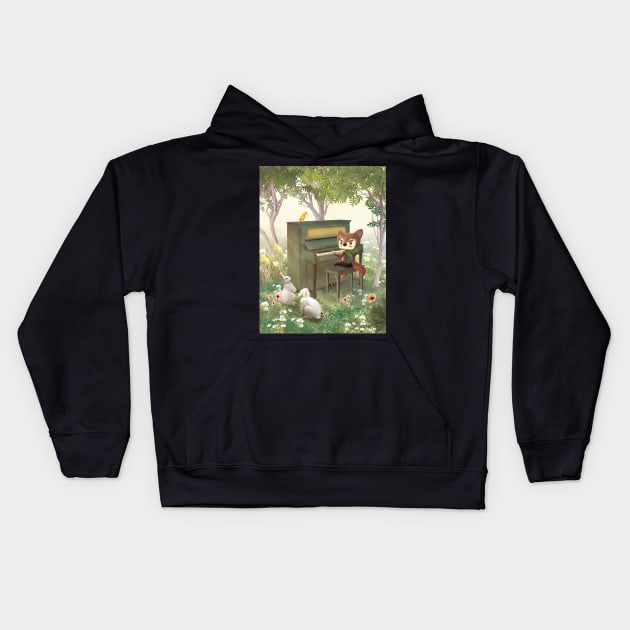 Forest Piano Kids Hoodie by zkozkohi